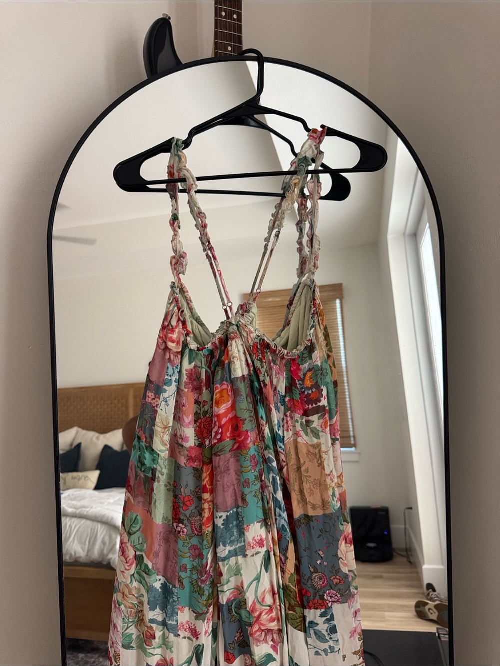 Anthropologie Chiffon Shift Midi Dress Patchwork Floral Pink - Picture 4 of 6